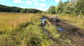 ATV Crash. Rider flips over handlebars