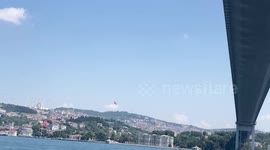 On yacht in Turkey, Istanbul Bósforo cruising in the ocean