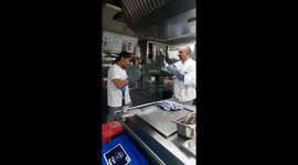 A boxing practice of cook and steward