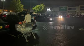 UK illegal street racers spin in circles and block man from leaving, turning Lidl's car park into Wild West