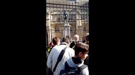 Jeremy Corbyn at the protest against the deportation of Julian assange at Westminster...