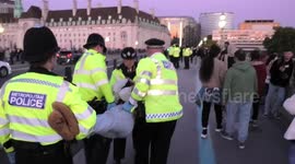 Police take over 20 mins to take Animal Rebellion protester from Westminster Bridge