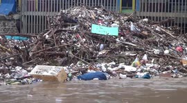 Hundreds of Cubic Piles of Garbage At Manggarai Sluice Gate, Central Jakarta