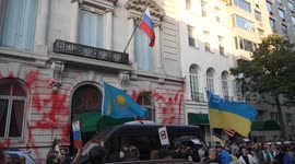 Hundreds Protest Russia in NYC Following Deadly Attacks in Ukraine