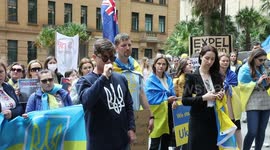 Russia is a terrorist state rally in Sydney, Australia