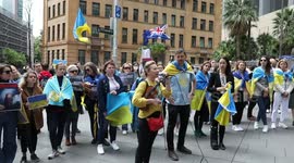 Russia is a terrorist state rally in Sydney, Australia