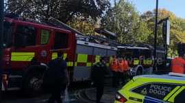 A car crashed outside Sheffield Children's Hospital this morning (13/10/22), landing on a walkway below street level.