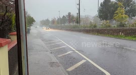 Flooding in Cork City, Ireland, after sudden downpour dumps 30mm of rain in 4 hours on Sunday 16th October