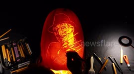 Freddy Krueger carved into pumpkin ahead of Halloween