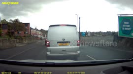 DX Delivery driver using pavement as an inside lane.