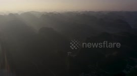 Morning Sunshine Scenery Of The First Bay Of The Hongshui River in Baise, China