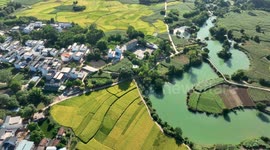 Bullet Trains Passing Through Farmland in Nanning, China