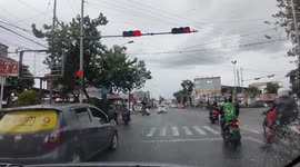 A bit of a habit when a number of vehicles pass a red light in Indonesia