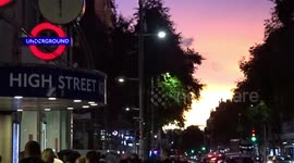 Striking sunset after heavy thunderstorm over Kensington High Street in London