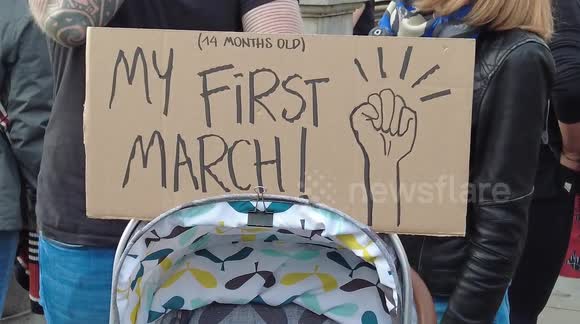 Babies on board for March of the Mummies protest in central London