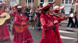 Mexican Day of the Dead festival parade marches down East London's Columbia Road