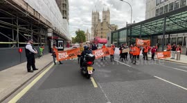 Just Stop Oil blocks Victoria Street at the Department for Business, Energy and Industrial Strategy