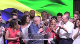 President-elect Luiz Inacio Lula da Silva speaks at the Hotel in São Paulo, Brazil