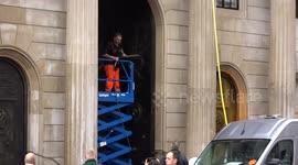 Removing orange paint from the Bank of England is underway after Just Stop Oil fossil fuels protest