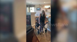 Emotional moment a mother stands up for the first time in years to dance with her son on his wedding day