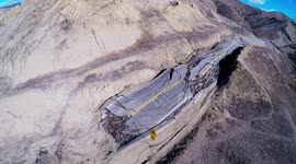 Landslide and Road Destruction Vasquez Canyon, California Aerial Drone V19246