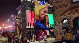 People shout 'Burn the witch' and boo Liz Truss effigy