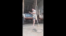 A man with a leg amputee can do all kinds of work like a normal healthy person