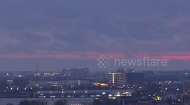 Awsome sunset on the 105th anniversary of the Russian Revolution in St Petersburg, Russia