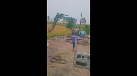 8-year-old boy operates an excavator like a pro
