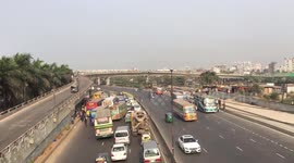 Timelapse footage shows busy traffic near airport in Bangladesh