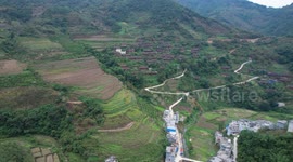 Drone Footage Of Pinliu Ancient Village in Baise City, China