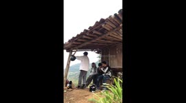 Unexpected fail! The man amusingly hit his head on the roof