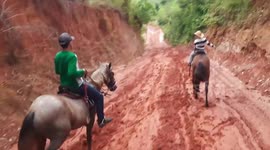 CAVALO CAINDO EM ESTRADA LISA, ACABA ESCORREGANDO, NO CAMINHO DA ROÇA