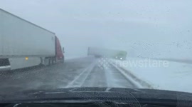 Scary moments when I was struck by a semi on Icy North Dakota Interstate!