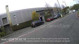 Car overtakes cyclist, cuts in and breaks. Then tries 2 