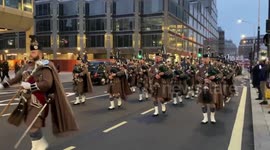 Scottish military parade in Victoria after Remembrance Day