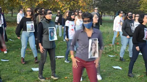 The Rapist Is You Dance Performance - In solidarity with women of Iran Chileans in London Reformers Tree Hyde Park
