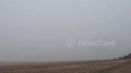 Dense fog blankets coastal town in Kent, UK