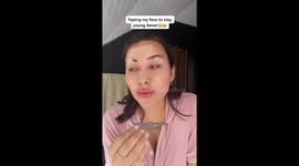 Woman, 25, ditches botox to cover face in TAPE to 'look young forever'.