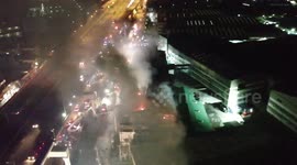 Fire destroys Aerosoft shoes factory injuring three in Bangkok, Thailand