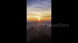 Sunrise Scenery of Karst Landforms in Baise, China