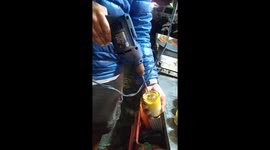 1 - Roadside cook uses electric drill to mixes stamina-generating 'egg tea' in Indonesia