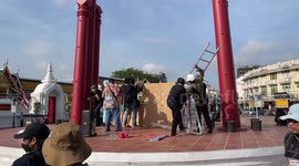 Protesters make GUILLOTINE on Chinese landmark amid anger at APEC summit in Thailand