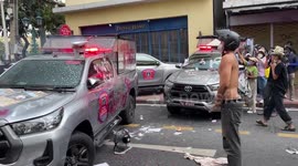 Protester strips in front of riot police before getting blasted with fire extinguisher in Thailand
