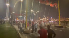 Moroccan fans walking through the fanzine in Qatar