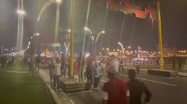 Noisy Moroccan fans arriving into the main fan area of Qatar