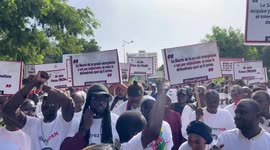 Journalists march to demand release of colleague Pape Ale Niang in Dakar, Senegal