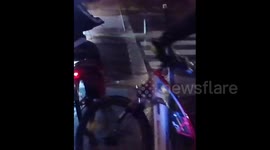 Bicycle fail under the rain. Paris, France, boulevard Massena. 21 nov 2022