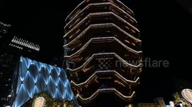 Hudson Yards Exterior Holiday Decorations In New York, NY, USA