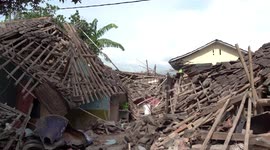 Ruins of damaged buildings after the earthquake in Cianjur, West Java, Indonesia